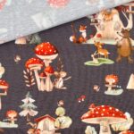 Single Jersey – Pilze – Dunkles Schokobraun