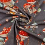 Single Jersey – Pilze – Dunkles Schokobraun