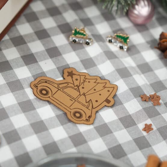 DIY Stoffmix - Label Auto Mit Tanne