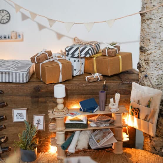 DIY Wichtelwelt - Holzperle - Organizer - Postkarte - Karton - Bastelhölzer