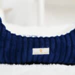 DIY Stoffe Inspiration - Hundekörbchen - Tierbett - Tierkörbchen Animal - Katzenkörbchen - Soft Velvet Nachtblau - Shiny Velvet Cremeweiß - Label