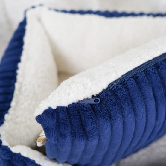 DIY Stoffe Inspiration - Hundekörbchen - Tierbett - Tierkörbchen Animal - Katzenkörbchen - Soft Velvet Nachtblau - Shiny Velvet Cremeweiß