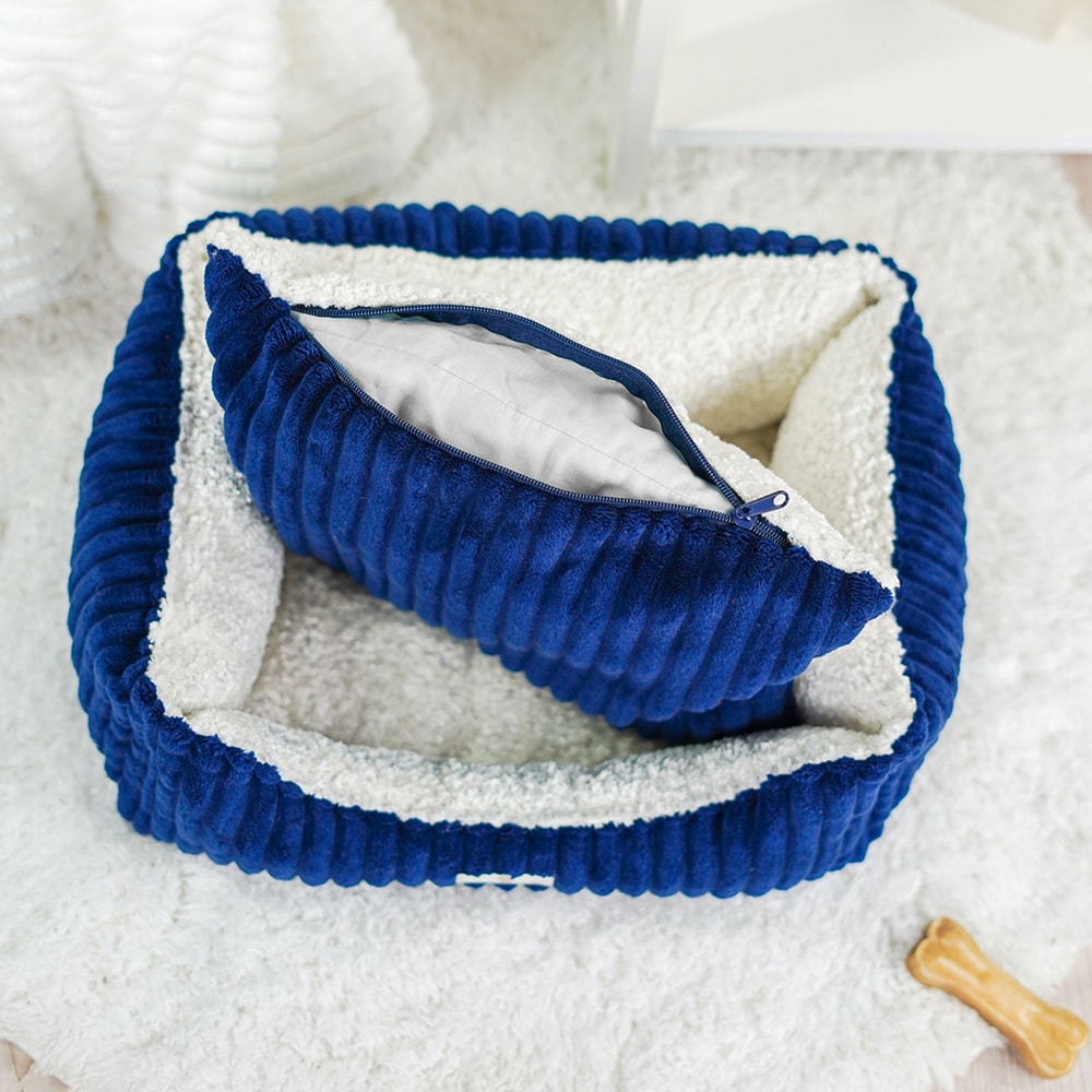 Diy Stoffe Inspiration 583k Hundekoerbchen Tierbett Tierkoerbchen Animal Katzenkoerbchen Kosmetiktasche Soft Velvet Nachtblau Shiny Velvet Cremeweiß