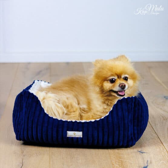 DIY Stoffe Inspiration - Hundekörbchen - Tierbett - Tierkörbchen Animal - Katzenkörbchen - Soft Velvet Nachtblau - Shiny Velvet Cremeweiß