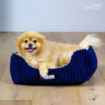 DIY Stoffe Inspiration - Hundekörbchen - Tierbett - Tierkörbchen Animal - Katzenkörbchen - Soft Velvet Nachtblau - Shiny Velvet Cremeweiß