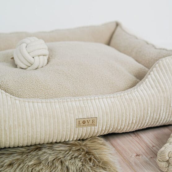 Diy Stoffe Inspiration 584h Hundekoerbchen Tierbett Tierkoerbchen Animal Kosmetiktasche Katzenkoerbchen Velvet Natur Boucle Sandbeige Label