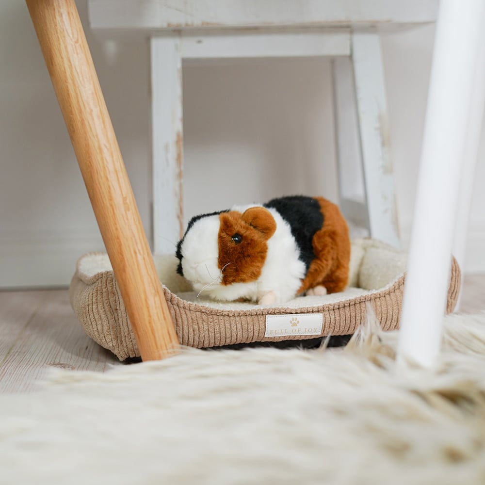 DIY Stoffe Inspiration - Hundekörbchen - Tierbett - Tierkörbchen Animal - Katzenkörbchen - Cord Elastisch Smoky Camel Beige - Deko Boucle Cremeweiß