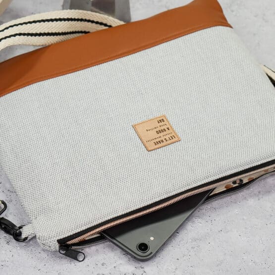 DIY Stoffe Inspiration - Tablettasche - Kunstleder - Jacquard Baumwollstoff