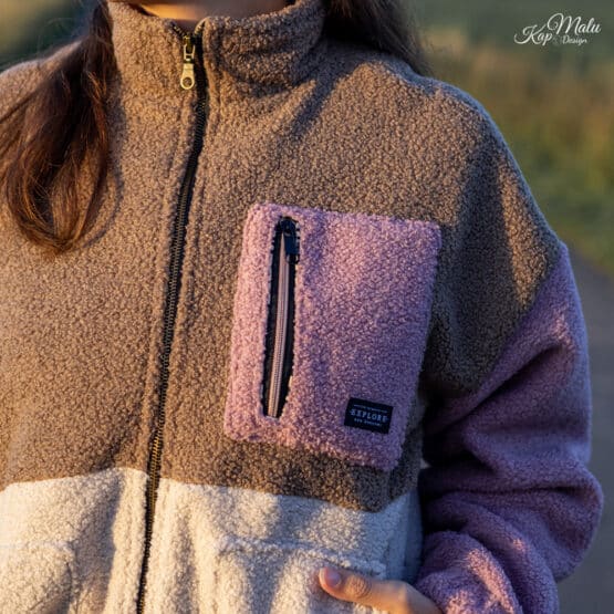 DIY Stoffe Outfit - Boucle Doubleface - Reißverschluss - Label