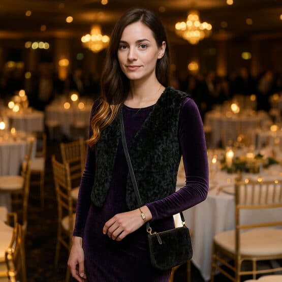 Kunstfell Weiche Qualität Schwarz Samt Jersey Dunkles Lila Ki