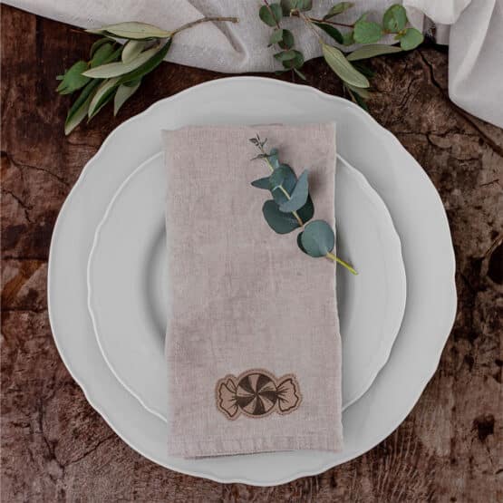 Kunstleder Label Bonbon Rose Serviette Mu