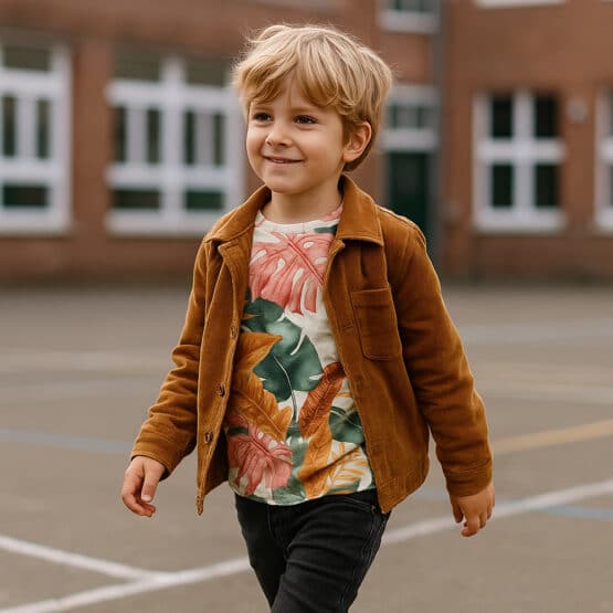 Shirt Shelmy Junge Single Jersey Tropical Jungle Helles Natur Ki