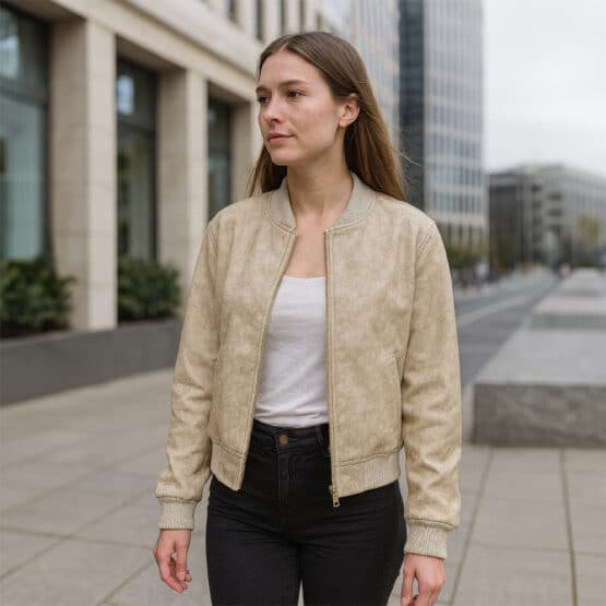 Vintage Leder Sand Beige Blouson Ki