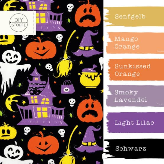 Farbkombi Popeline Cute Halloween Friends Schwarz