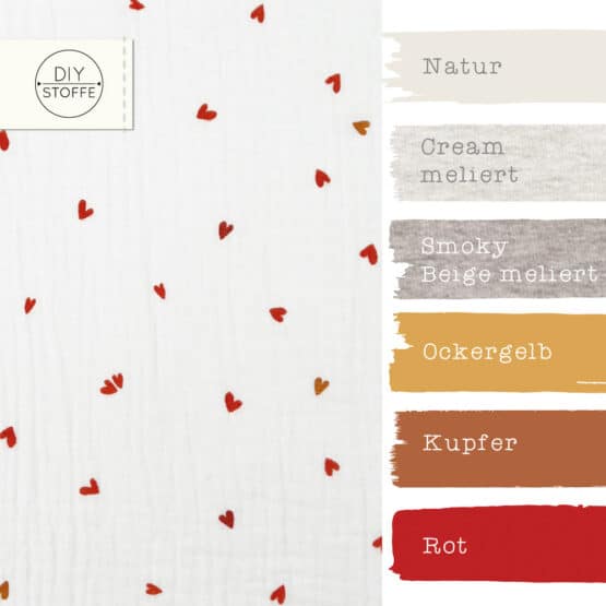 Farbkombi Musselin Herzchen