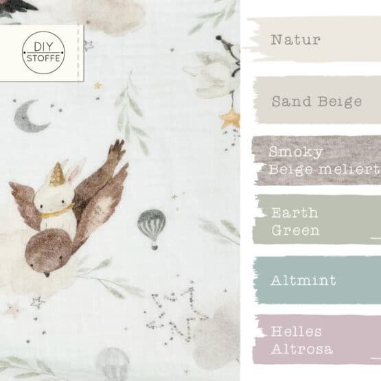 Farbkombi Musselin Wolkenland Und Tiere