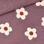 French Terry Sommersweat Daisies Antique Berry 1