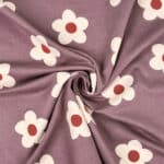 French Terry Sommersweat Daisies Antique Berry 3