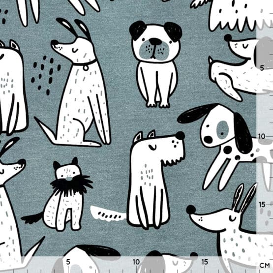 French Terry – Sommersweat – Hunde – Dusk Blue