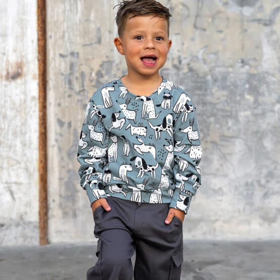 French Terry Sommersweat Hunde Dusk Blue 5 Mu