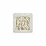 Label „Dog Best Friend“ – 40 x 40 mm – Staubweiß/Gold