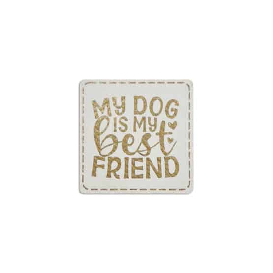 Label Dog Best Friend 40 X 40 Mm Staubweiss Gold