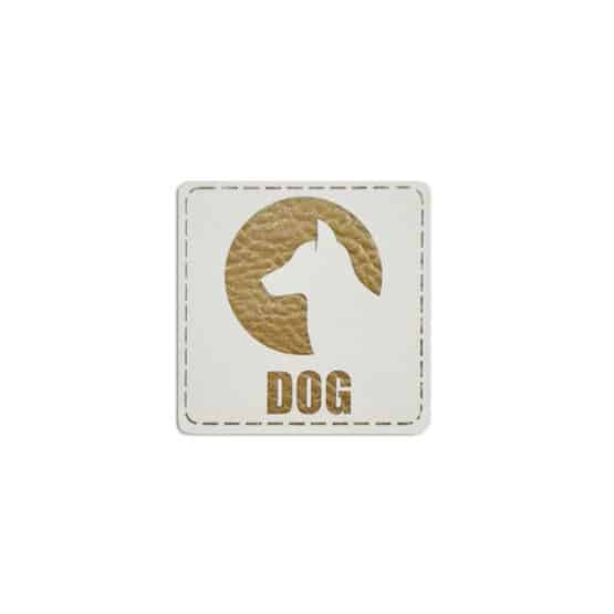 Label Dog Silhouette 40 X 40 Mm Staubweiss Gold