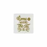 Label Home Is Where The Cat Is – 40 x 40 mm – Cremeweiß