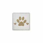 Label „Paw Hearts“ – 40 x 40 mm – Staubweiß/Gold
