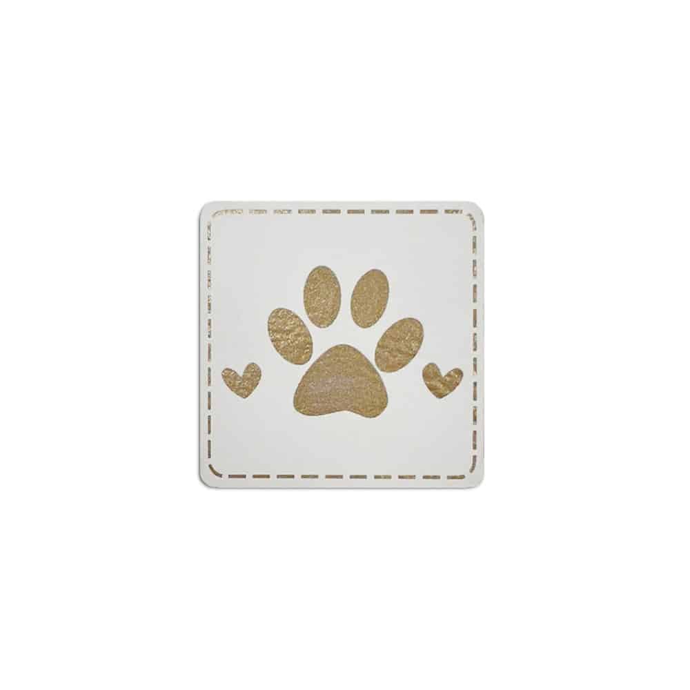 Label Paw Hearts 40 X 40 Mm Staubweiss Gold Label Paw Hearts 40 X 40 Mm Staubweiss Gold