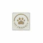 Label „Paw Pet Friendly“ – 40 x 40 mm – Staubweiß/Gold