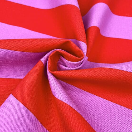 Leichter Canvas – Blockstreifen – Rot/Helles Cassis
