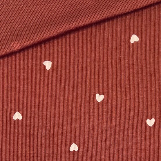 Rippenjersey Herzen Light Dusty Rost 2