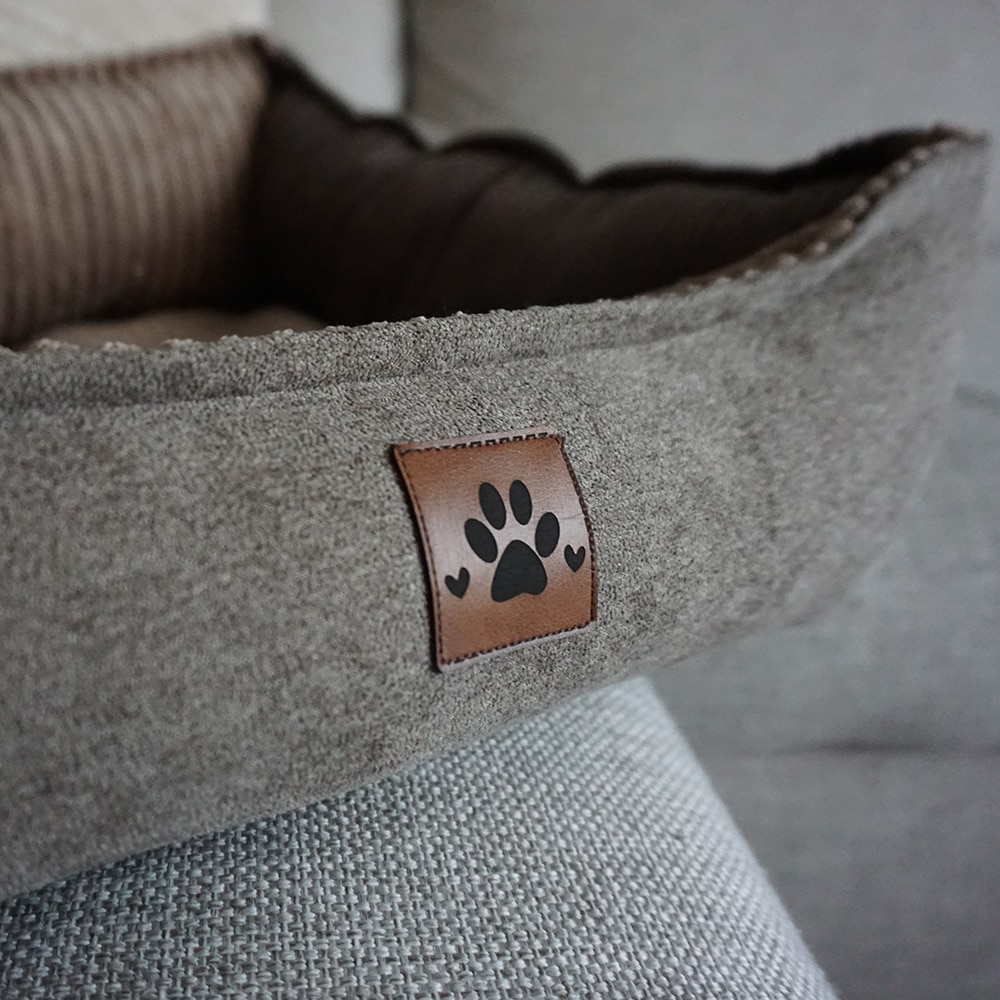 Diy Stoffe Inspiration 587x Hundekoerbchen Tierbett Tierkoerbchen Animal Katzenkoerbchen Velour Deko Dunkles Smoky Beige Label