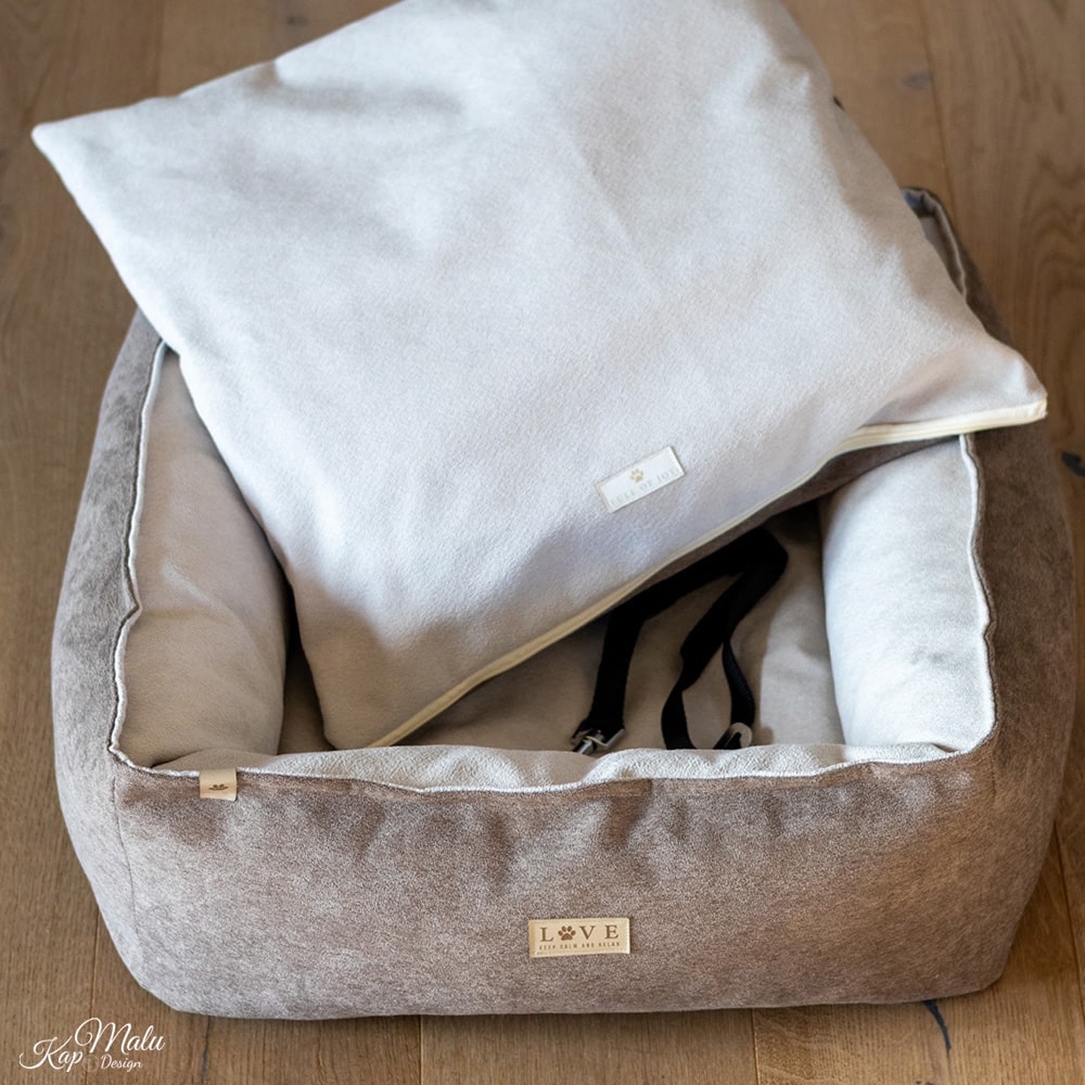 Diy Stoffe Inspiration 588i Hundekoerbchen Tierbett Tierkoerbchen Animal Katzenkoerbchen Velour Deko Dunkles Smoky Beige Sand Beige Label Kissen