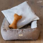 Diy Stoffe Inspiration 588j Hundekoerbchen Tierbett Tierkoerbchen Animal Katzenkoerbchen Velour Deko Dunkles Smoky Beige Sand Beige Label Kissen