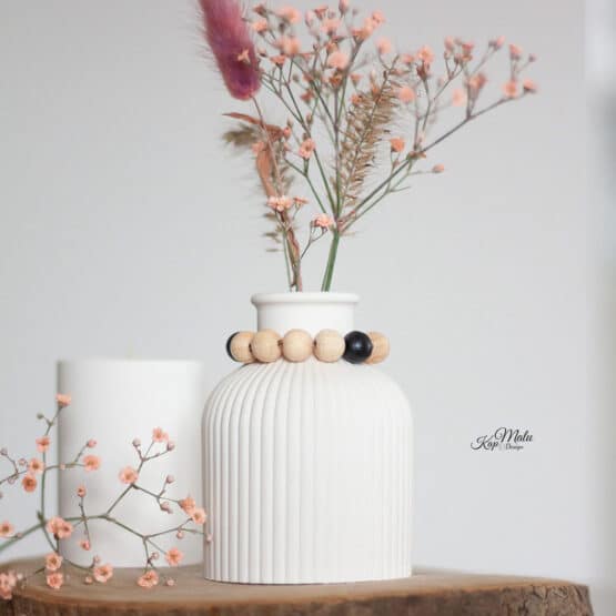 DIY Stoffe Inspiration - Gießen - Formen - Silikon Vase Weiß - Holzperlen - Blumen