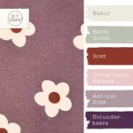 Farbkombi French Terry Sommersweat Daisies Antique Berry