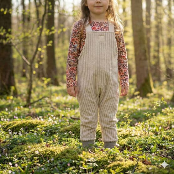 Latzhose Velvet Breitcord Natur Single Jersey Romantic1 Ki