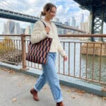 Stoffbeutel Leichter Canvas Streifen Karo Kupferbraun Smoky Jeansblau Ki