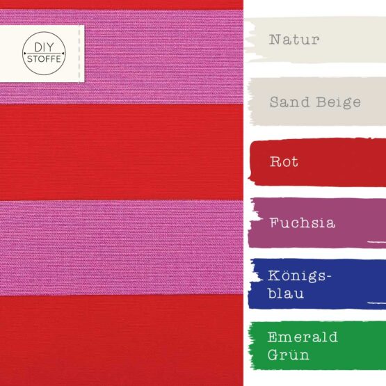 Farbkombi Leichter Canvas Blockstreifen Rot Helles Cassis