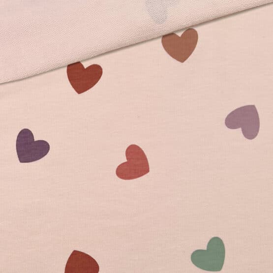 French Terry Sommersweat Mit Herzen Helles Lachsrosa 2