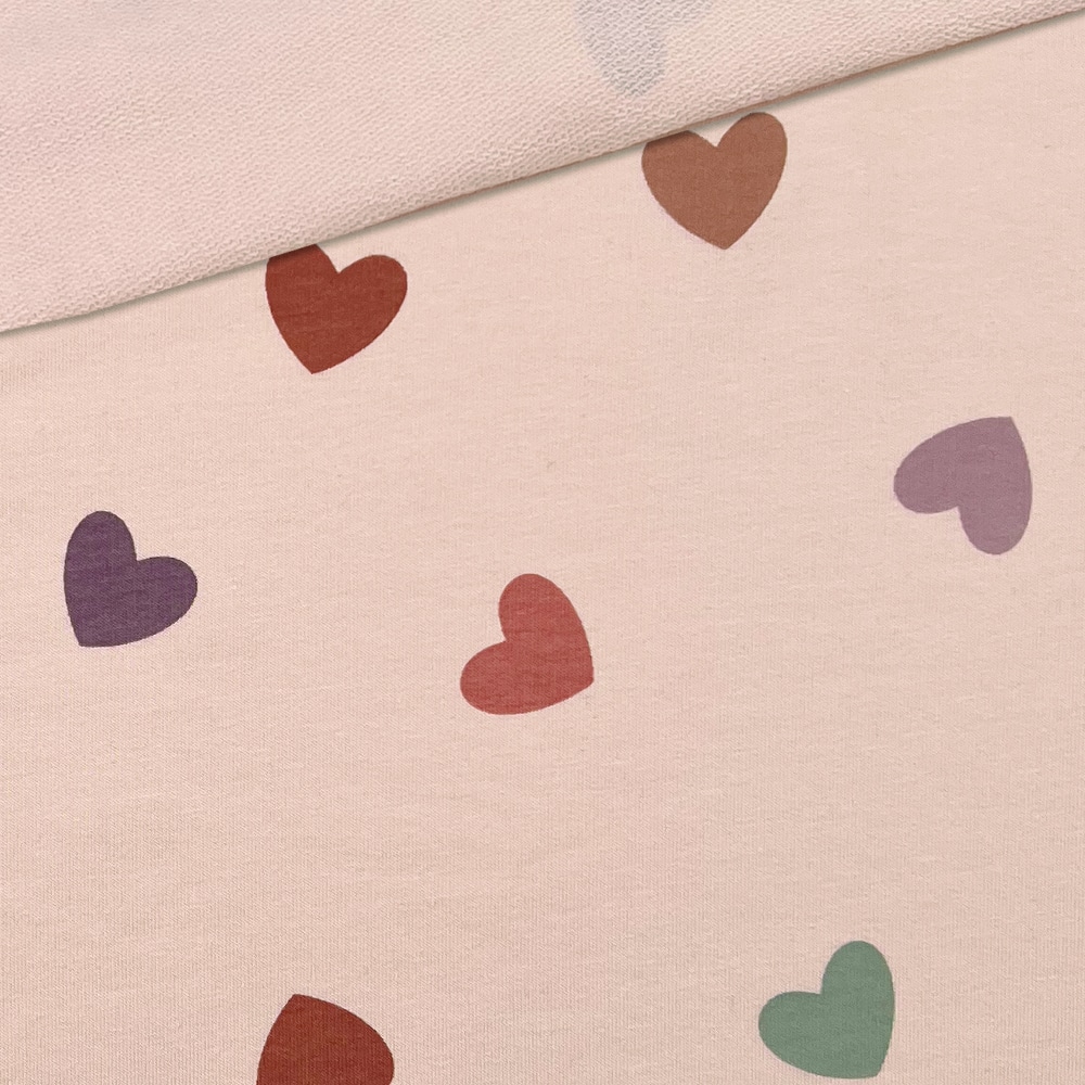 French Terry Sommersweat Mit Herzen Helles Lachsrosa 2 French Terry Sommersweat Mit Herzen Helles Lachsrosa 2