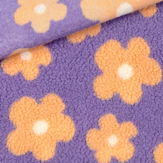 Teddyfleece Big Flowers Dunkles Lavendel 2