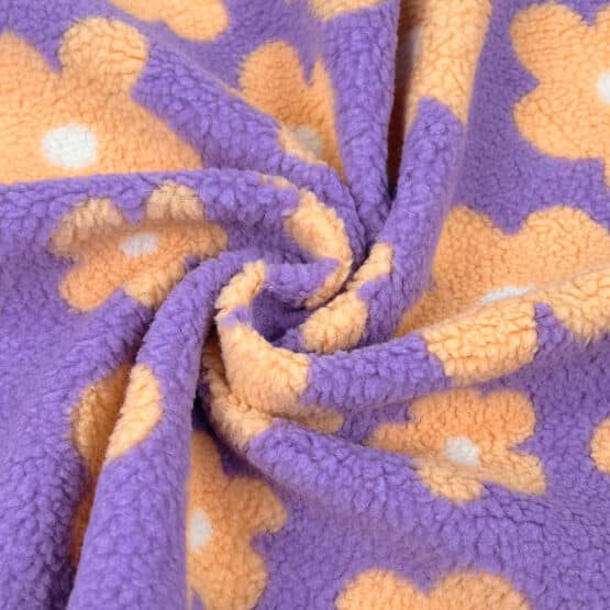 Teddyfleece – Big Flowers – Dunkles Lavendel
