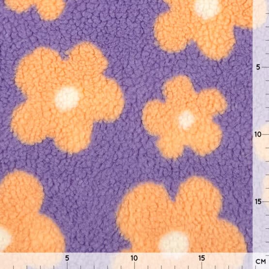 Teddyfleece – Big Flowers – Dunkles Lavendel