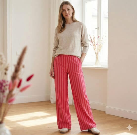 Baumwollstoff Streifen Pink Kik