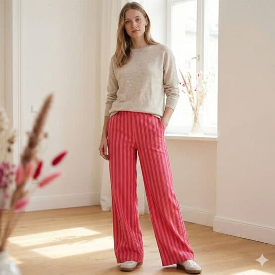 Baumwollstoff Streifen Pink Kik