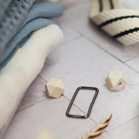 DIY Stoffmix - Holzperle Eckig - Vierkantring