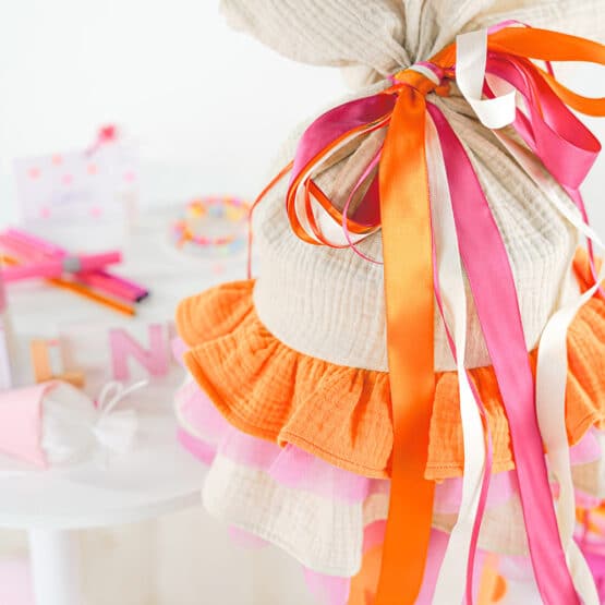 DIY Stoffe Inspiration - Schultüte Streifen Orange Pink